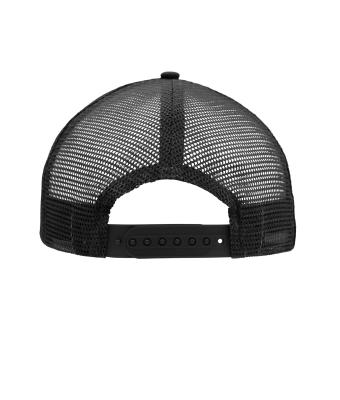 Unisex 5 Panel Flat Peak Cap Wit/zwart 8547