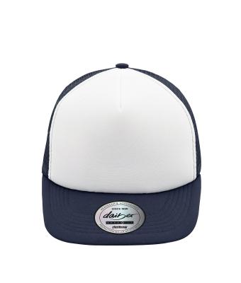 Unisex 5 Panel Flat Peak Cap Wit/navy 8547