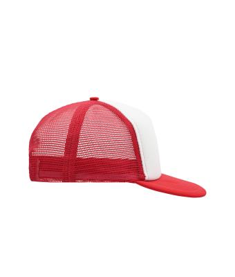 Unisex 5 Panel Flat Peak Cap Wit/rood 8547