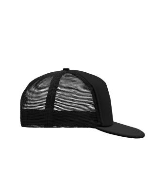 Unisex 5 Panel Flat Peak Cap Zwart/zwart 8547