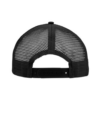Unisex 5 Panel Flat Peak Cap Zwart/zwart 8547