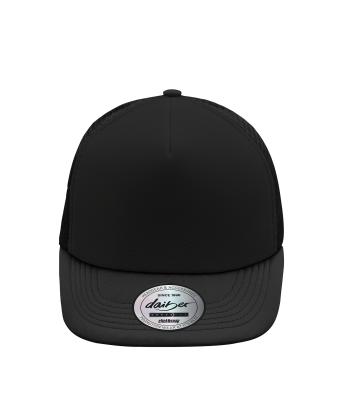 Unisex 5 Panel Flat Peak Cap Zwart/zwart 8547