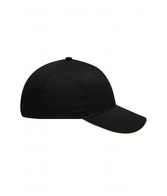 Unisex 6 Panel Brushed Sandwich Cap Black/lime-green 8554