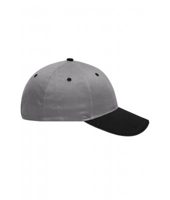 Unisex 6 Panel Brushed Sandwich Cap Light-grey/black/light-grey 8554