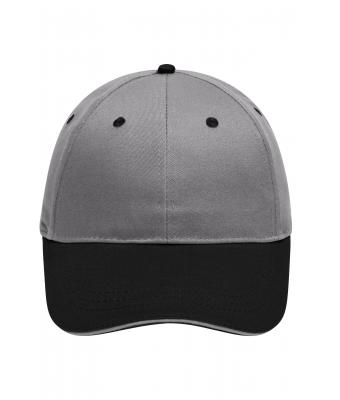 Unisex 6 Panel Brushed Sandwich Cap Light-grey/black/light-grey 8554
