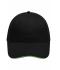 Unisex 6 Panel Brushed Sandwich Cap Black/lime-green 8554