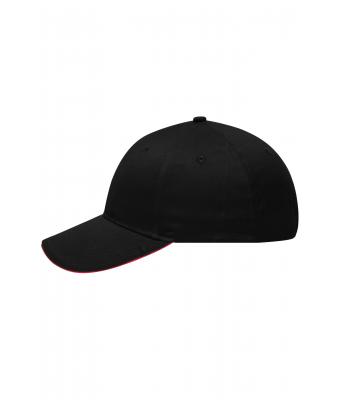 Unisex 6 Panel Brushed Sandwich Cap Black/red 8554