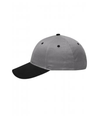 Unisex 6 Panel Brushed Sandwich Cap Light-grey/black/light-grey 8554