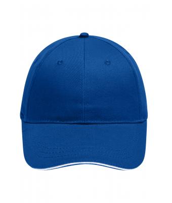 Unisex 6 Panel Brushed Sandwich Cap Royal/white 8554