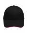 Unisexe Casquette sandwich brossée 6 panneaux Noir/rouge 8554