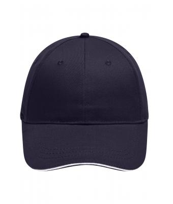 Unisexe Casquette sandwich brossée 6 panneaux Marine/blanc 8554