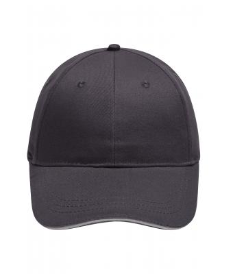 Unisexe Casquette sandwich brossée 6 panneaux Carbone/gris-clair 8554