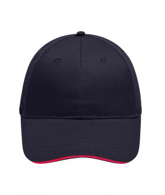 Unisexe Casquette sandwich brossée 6 panneaux Marine/rouge 8554