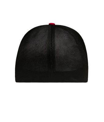 Unisex 6 Panel Elastic Fit Mesh Cap Red/black 8687