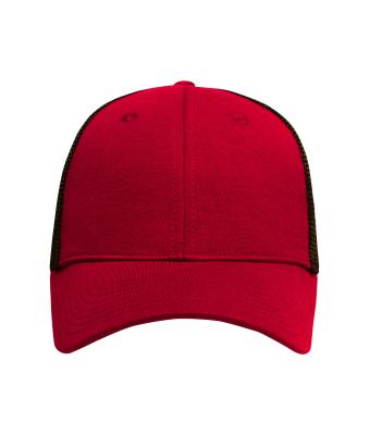 Unisex 6 Panel Elastic Fit Mesh Cap Red/black 8687