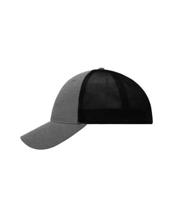 Unisex 6 Panel Elastic Fit Mesh Cap Donkergrijs-melange/zwart 8687