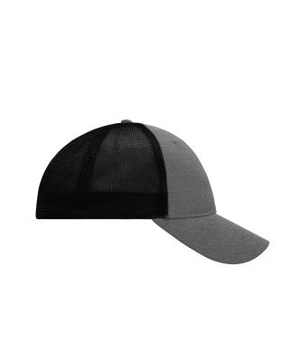 Unisex 6 Panel Elastic Fit Mesh Cap Donkergrijs-melange/zwart 8687