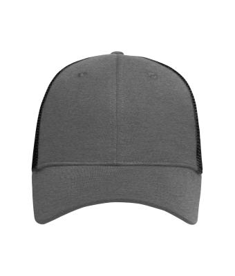 Unisex 6 Panel Elastic Fit Mesh Cap Donkergrijs-melange/zwart 8687