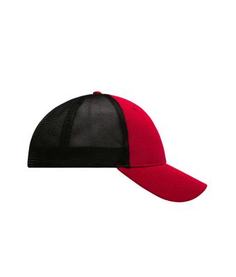 Unisex 6 Panel Elastic Fit Mesh Cap Rood/zwart 8687