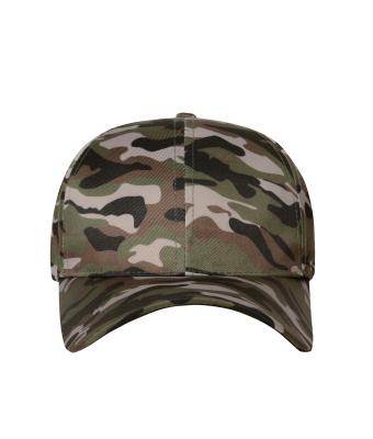 Unisex 6 Panel Camouflage Cap Olive/black 8688