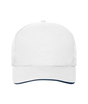 Unisex 5 Panel Sandwich Cap Bio Cotton White/navy 10232