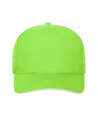 Unisex 5 Panel Sandwich Cap Bio Cotton Lime-green/white 10232