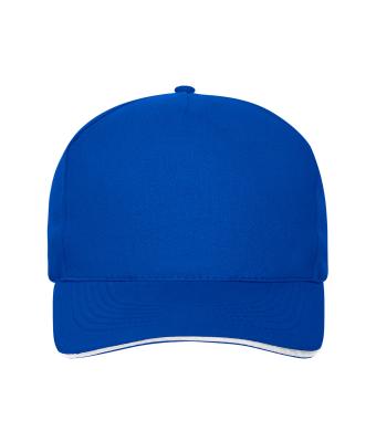 Unisex 5 Panel Sandwich Cap Bio Cotton Royal/wit 10232