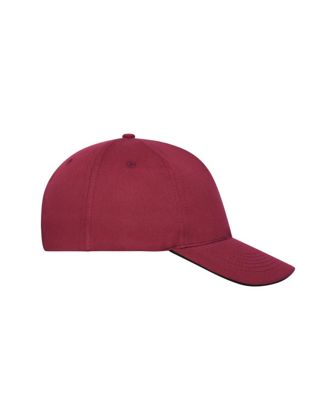 Unisex 5 Panel Sandwich Cap Burgundy/black 10232