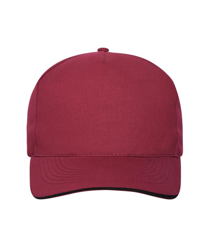 Unisex 5 Panel Sandwich Cap Burgundy/black 10232