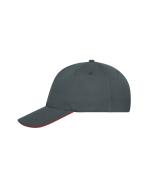Unisex 5 Panel Sandwich Cap Cotton Grafiet/rood 10232