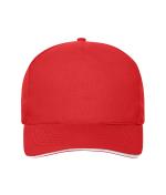 Unisex 5 Panel Sandwich Cap Cotton Rood/wit 10232