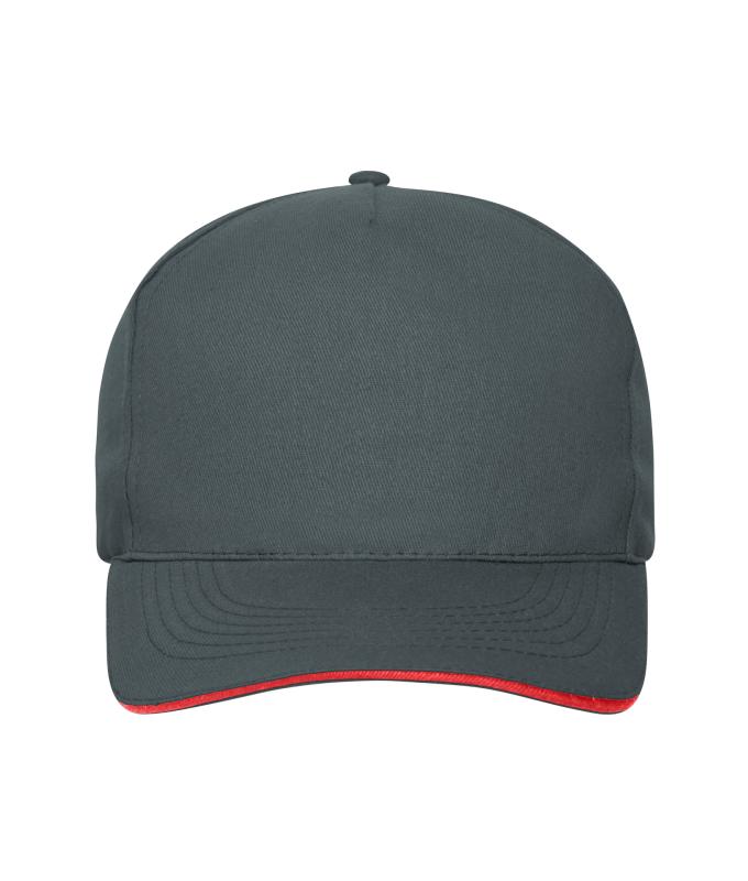 Unisex 5 Panel Sandwich Cap Graphite/red 10232