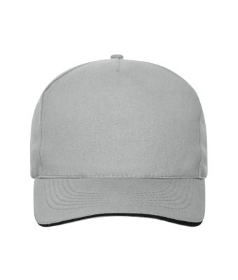 Unisex 5 Panel Sandwich Cap Organic Cotton Light-grey/black 10232