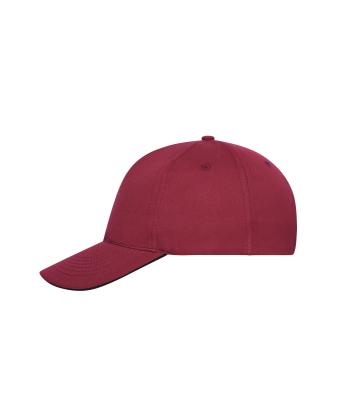 Unisex 5 Panel Sandwich Cap Organic Cotton Burgundy/black 10232
