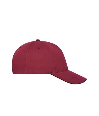 Unisex 5 Panel Sandwich Cap Organic Cotton Burgundy/black 10232