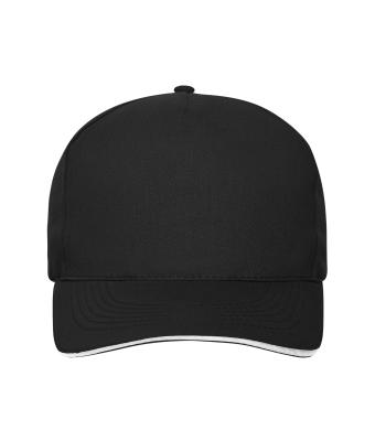 Unisex 5 Panel Sandwich Cap Organic Cotton Black/white 10232