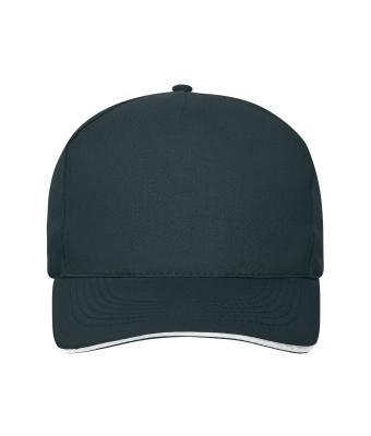 Unisex 5 Panel Sandwich Cap Organic Cotton Navy/white 10232