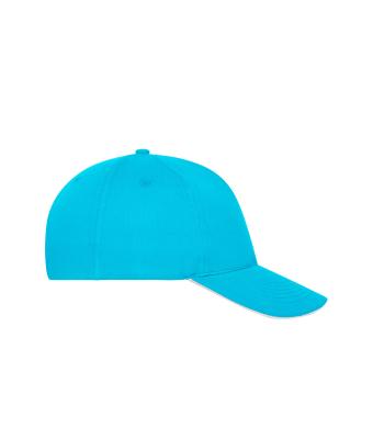 Unisex 5 Panel Sandwich Cap Organic Cotton Turquoise/white 10232