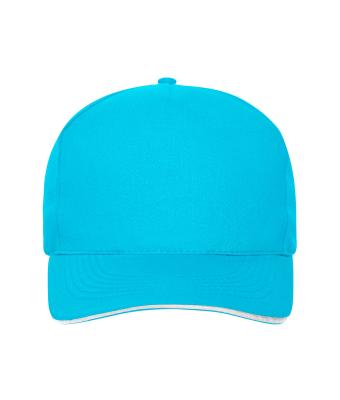 Unisex 5 Panel Sandwich Cap Organic Cotton Turquoise/white 10232