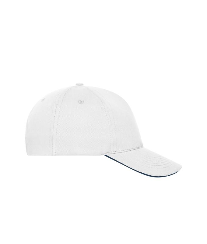 Unisex 5 Panel Sandwich Cap White/navy 10232