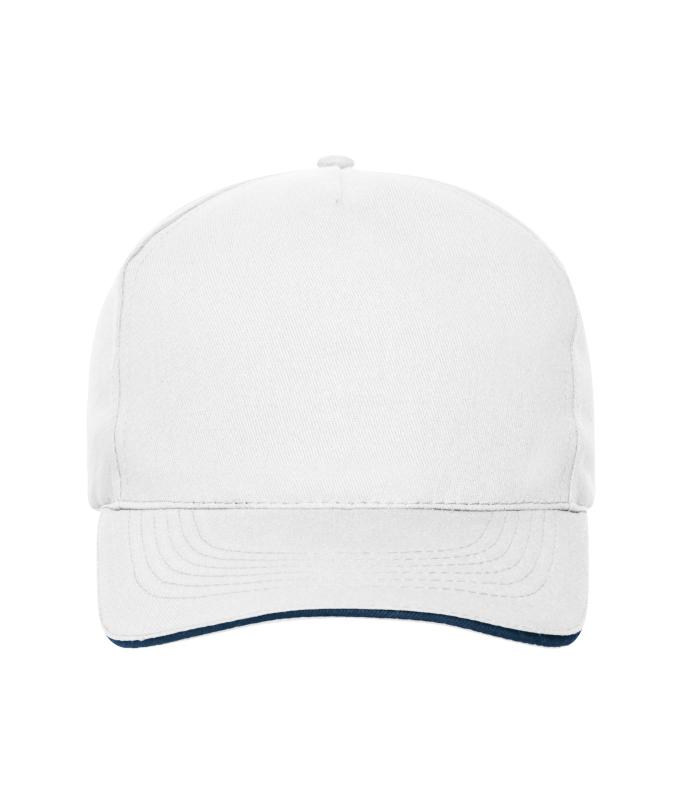 Unisex 5 Panel Sandwich Cap White/navy 10232