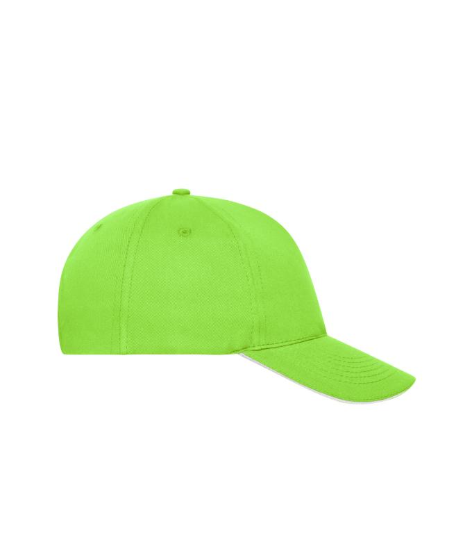 Unisex 5 Panel Sandwich Cap Lime-green/white 10232