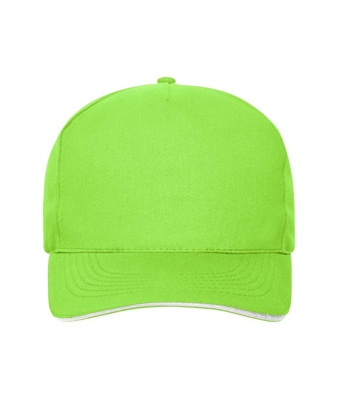 Unisex 5 Panel Sandwich Cap Lime-green/white 10232