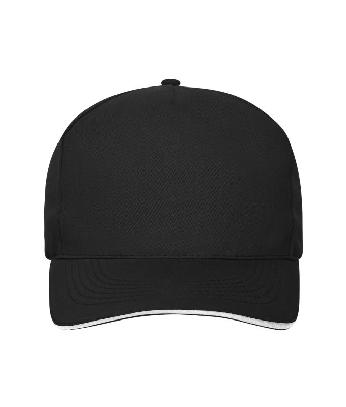 Unisex 5 Panel Sandwich Cap Zwart/wit 10232