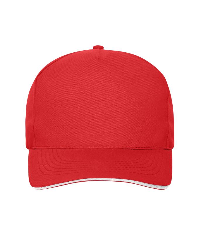 Unisex 5 Panel Sandwich Cap Rood/wit 10232