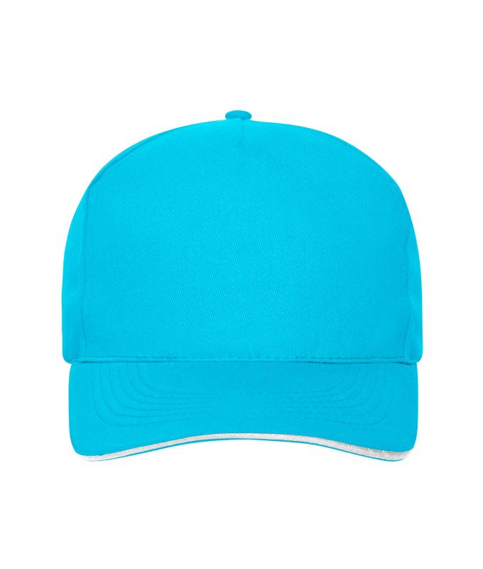 Unisex 5 Panel Sandwich Cap Turquoise/wit 10232