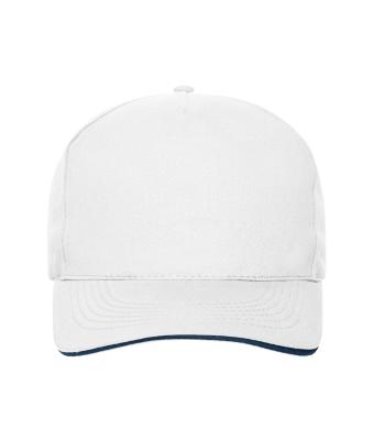Unisex 5 Panel Sandwich Cap Wit/navy 10232
