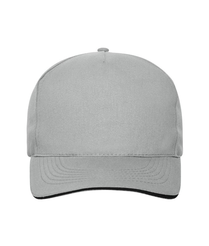 Unisex 5 Panel Sandwich Cap Lichtgrijs/zwart 10232