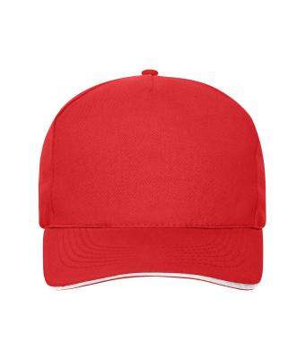 Unisexe Casquette Sandwich 5 panneaux en coton Rouge/blanc 10232