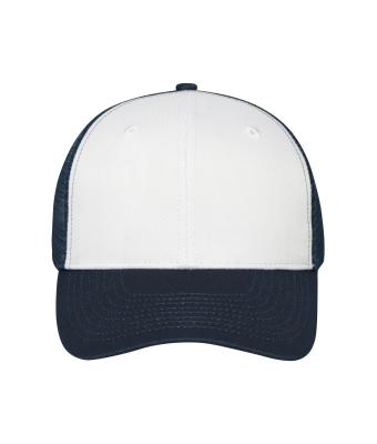 Unisex 6 Panel Mesh Cap Wit/navy 10253